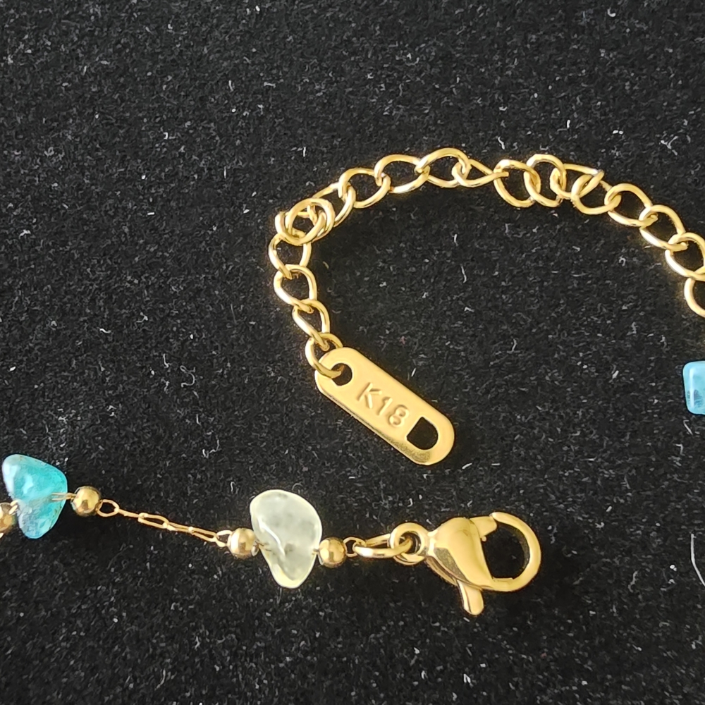 Gold Multicolor Gemstone Anklet - Picture 3 of 6